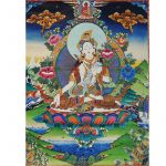 Thangka reproductie Witte Tara -- 100x60 cm