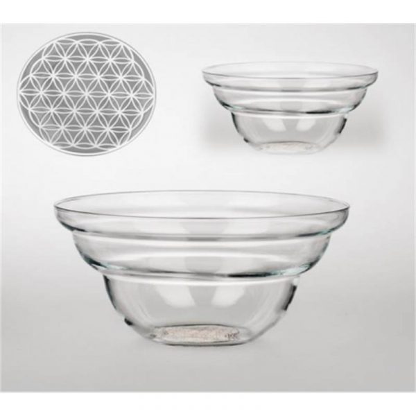 Vital schaal Cotula klein met Bloem des Levens wit -- 12 cm