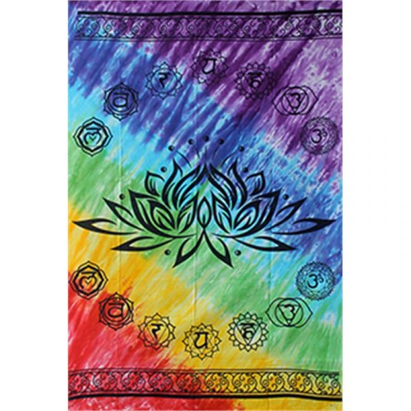 Wandkleed lotus met 7 chakrakleuren -- 147x208 cm