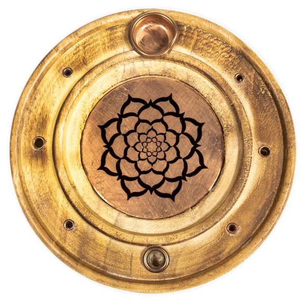 Wierook en kegeltjes brander lotus mandala -- 10 cm