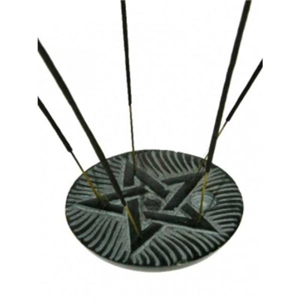 Wierook en kegeltjes brander pentagram zeepsteen -- 10 cm
