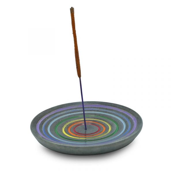 Wierookbrander zwart zeepsteen Regenboog -- 10 cm