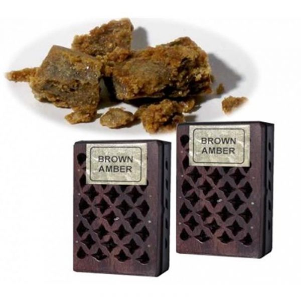 Wierookhars Amber in houten doosje -- 6x4 cm
