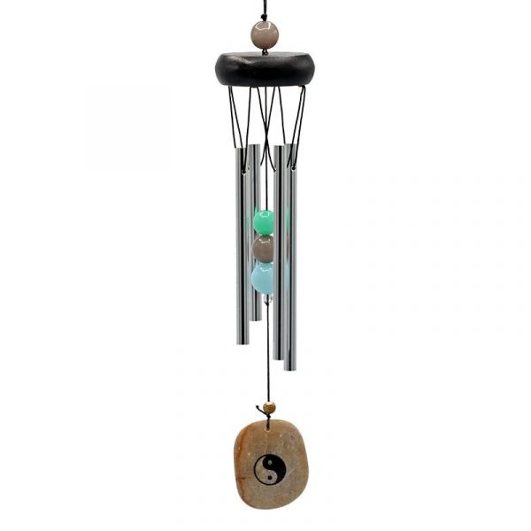 Windorgel vier staafjes met Yin Yang windvanger -- 35 cm