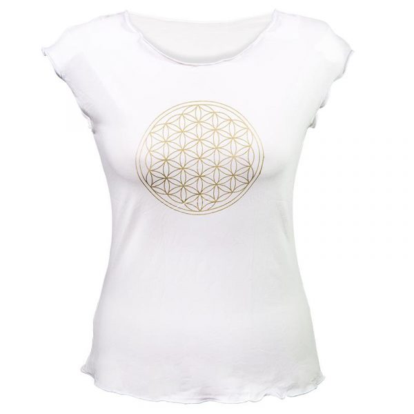 Yoga T-shirt 'Bloem des Levens' wit L