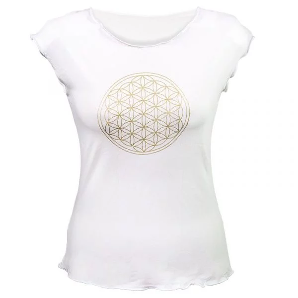 Yoga T-shirt 'Bloem des Levens' wit L