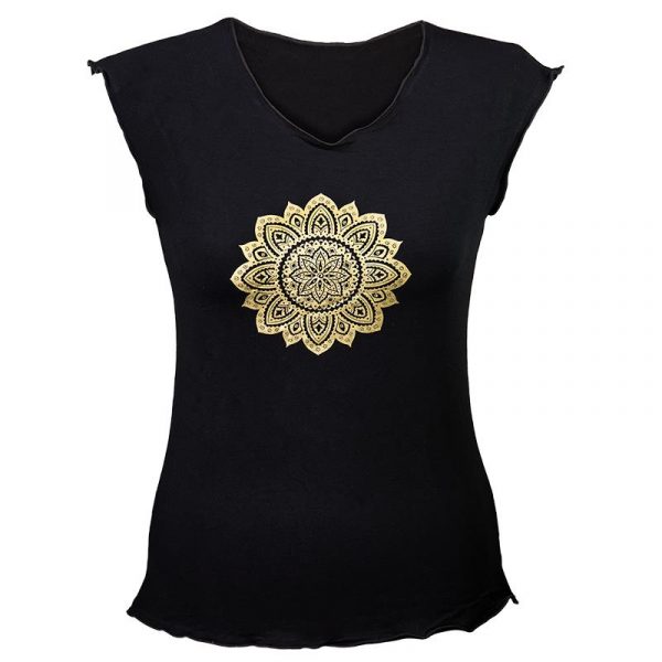 Yoga T-shirt 'Mandala print' zwart M