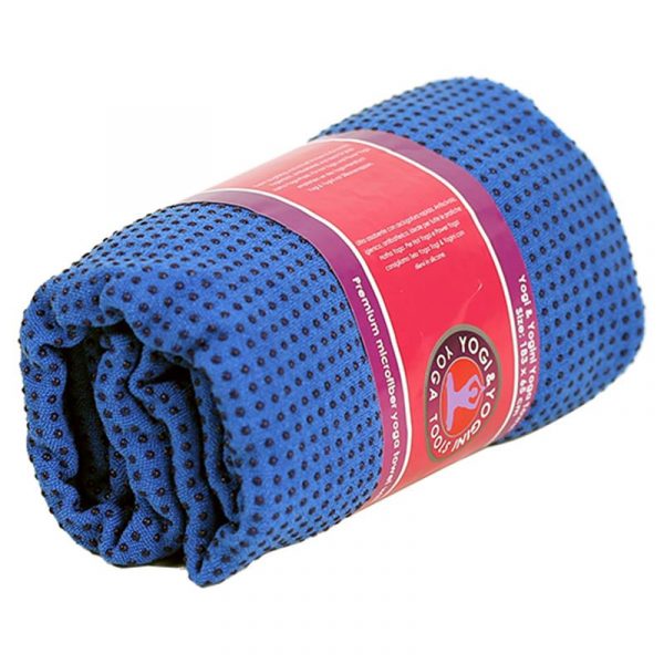 Yoga handdoek PVC antislip blauw -- 500 g; 183x65 cm