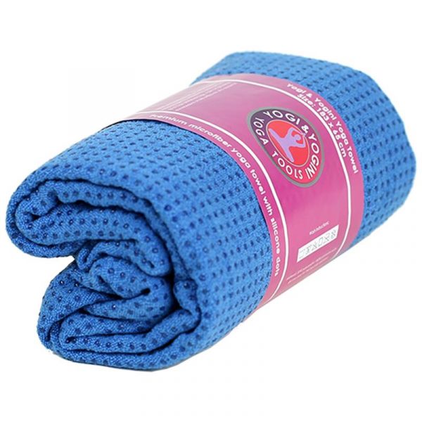 Yoga handdoek siliconen antislip blauw -- 500 g; 183x65 cm