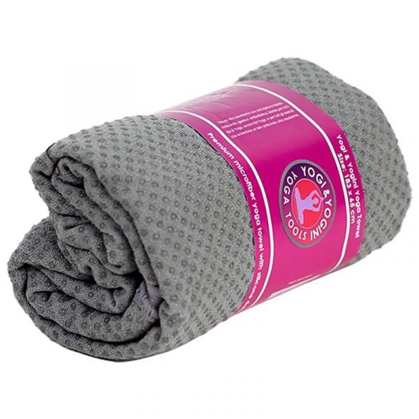 Yoga handdoek siliconen antislip grijs -- 500 g; 183x65 cm