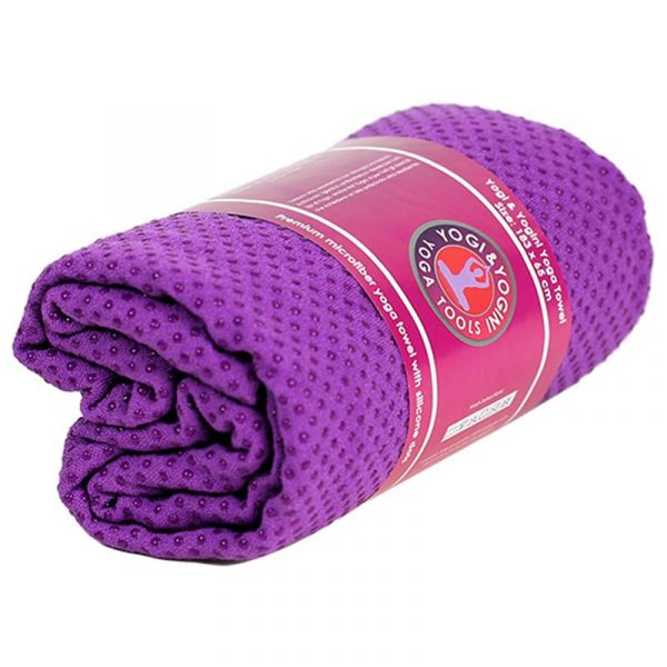 Yoga handdoek siliconen antislip paars -- 500 g; 183x65 cm