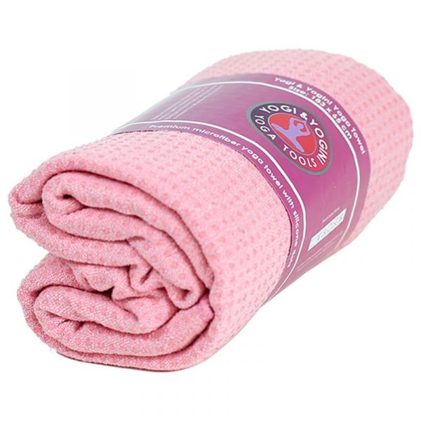 Yoga handdoek siliconen antislip roze -- 500 g; 183x65 cm