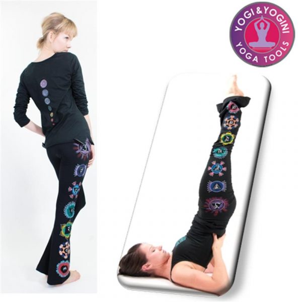Yoga handgeschilderde chakra broek katoen zwart M