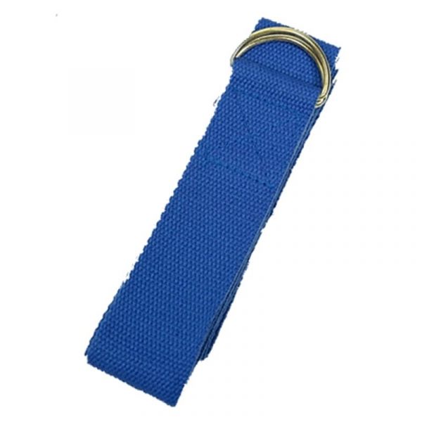 Yoga riem D-ring blauw katoen -- 183x4 cm