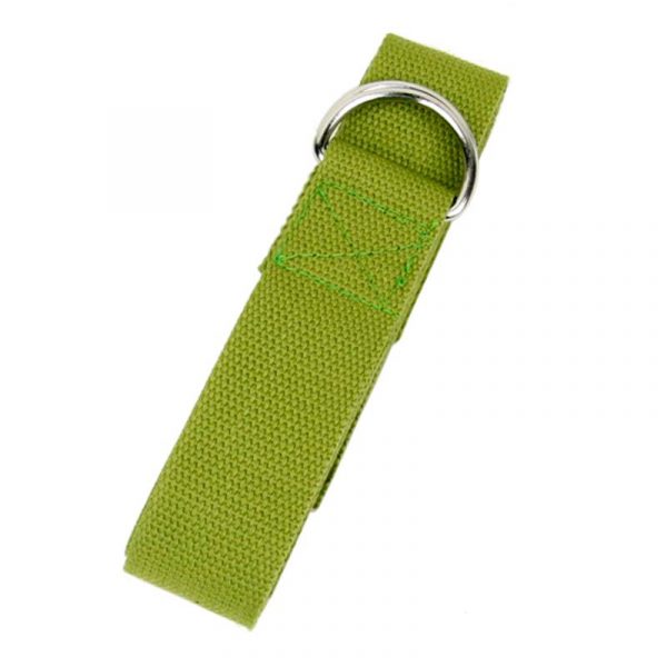 Yoga riem D-ring olijfgroen katoen -- 183x4 cm