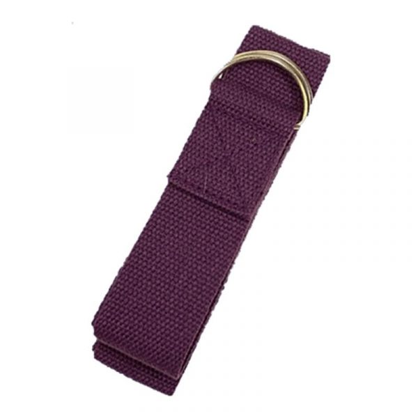 Yoga riem D-ring paars katoen -- 183x4 cm