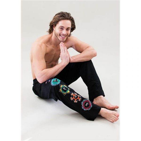 Yogabroek Chakra man zwart M-L