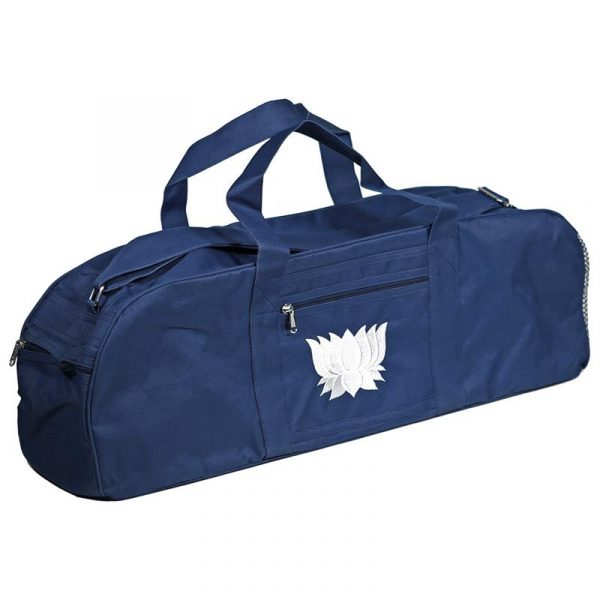 Yogatas navy met witte lotus -- 70x15x20 cm