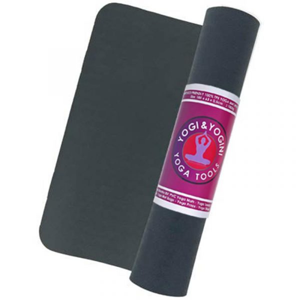 Yogi & Yogini TPE yogamat grijs/zwart -- 1000g;63x183x0.5cm