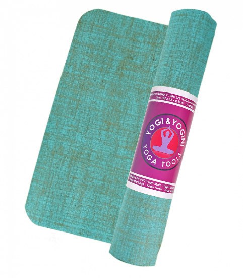 Yogi & Yogini yogamat jute turquoise -- 1550 g; 63x185x0.5cm