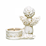 Twee engeltjes met waxinelichthouders -- 10x9 cm - Afbeelding 2