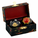 Meridiaankogels Zon & Maan rood geel op zwart -- 3.5 cm - Afbeelding 2