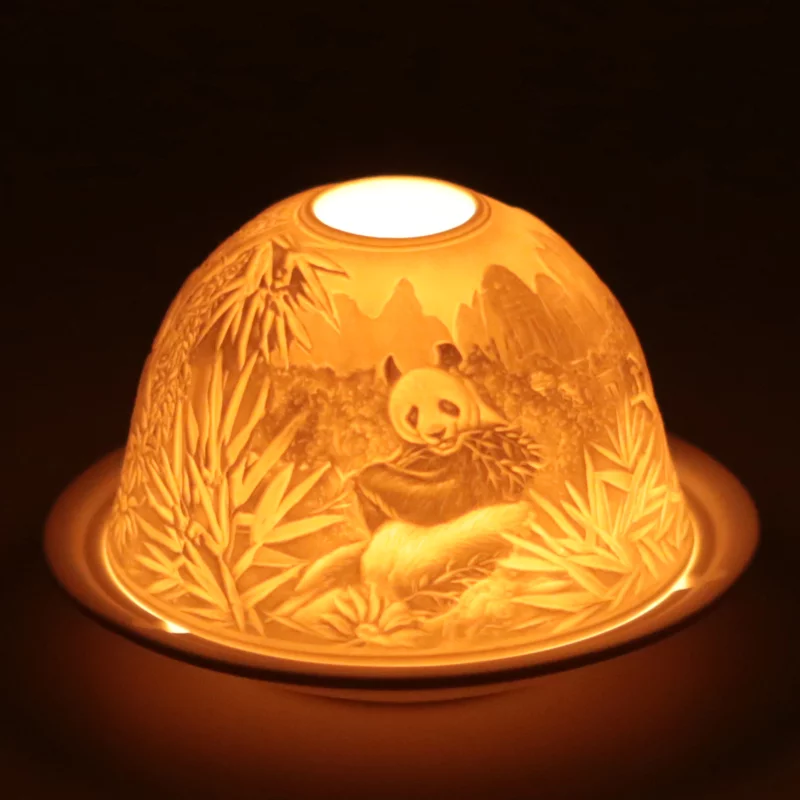 Sfeerlicht Porselein Panda's -- 300g;11.5x7.8cm - Afbeelding 3