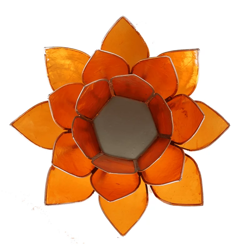 Lotus sfeerlicht oranje 2e chakra zilverrand -- 13.5 cm - Afbeelding 2