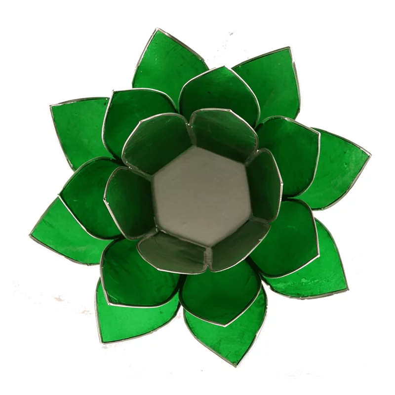 Lotus sfeerlicht groen 4e chakra zilverrand -- 13.5 cm - Afbeelding 2