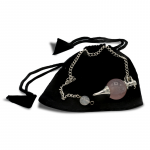 Pendel gepolijste rozenkwarts & metaal -- 12 g; 3.5x1.7 cm - Afbeelding 2