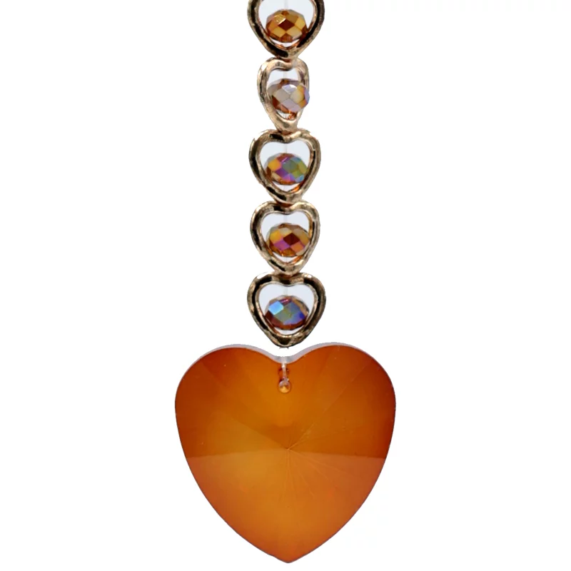 15 Harten Feng Shui Kristal Raamdecoratie oranje -- 23.5 cm - Afbeelding 3