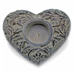 Hartvorm kaars- en wierookhouder zeepsteen naturel -- 9x11 cm - Afbeelding 2