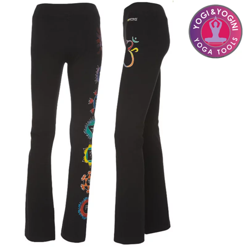 Yoga handgeschilderde chakra broek katoen zwart M - Afbeelding 3