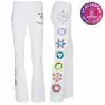 Yoga handgeschilderde chakra broek katoen wit M - Afbeelding 2