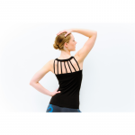 Yoga top Chaturanga bamboe naadloos zwart M-L - Afbeelding 2