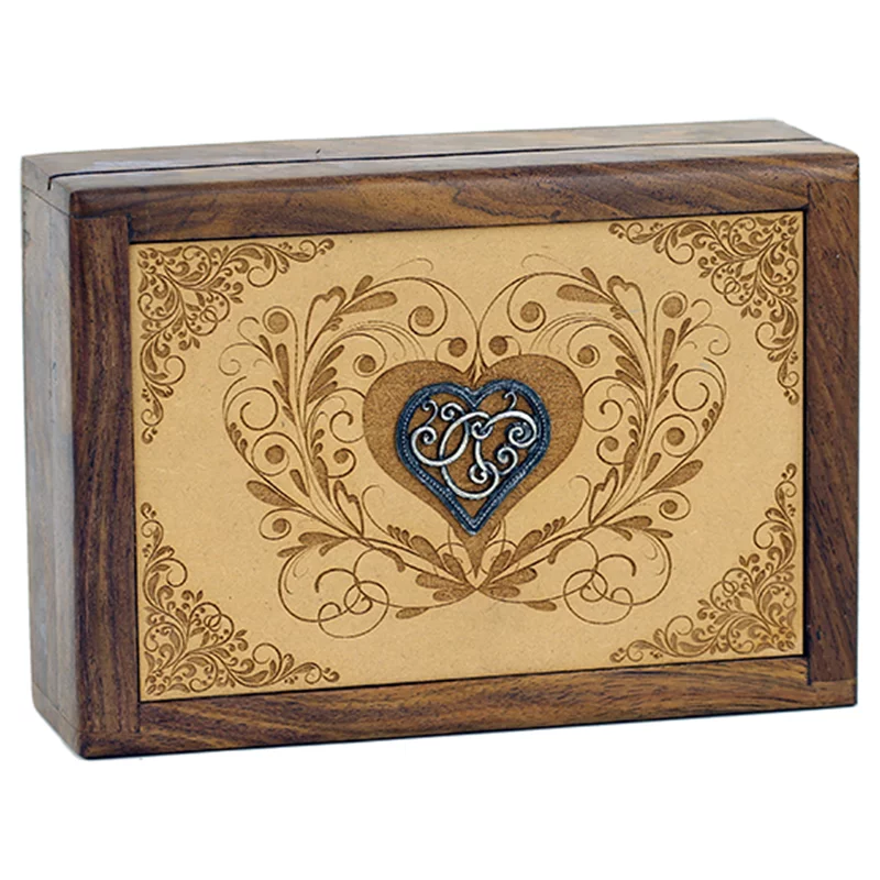 Tarotdoos hart gegraveerd -- 18x12.5x6 cm - Afbeelding 2