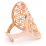 Ring bloem des levens messing roze goudkleur -- 3x2 cm - Afbeelding 2