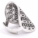 Ring bloem des levens messing zilverkleur -- 3x2 cm - Afbeelding 2