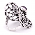 Ring seed of life met amethist zilverkleur -- 3.6x2.2 cm - Afbeelding 2