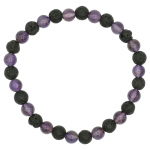 Armband lava/amethist -- 19 cm - Afbeelding 2