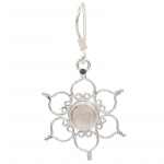 Oorbellen lotus 925 zilver met rozenkwarts -- 3 cm - Afbeelding 2