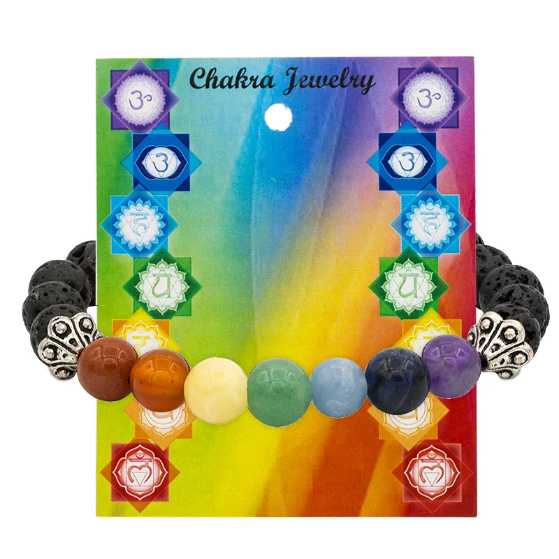 Armband chakra lavasteen elastisch -- 0.8 cm - Afbeelding 2