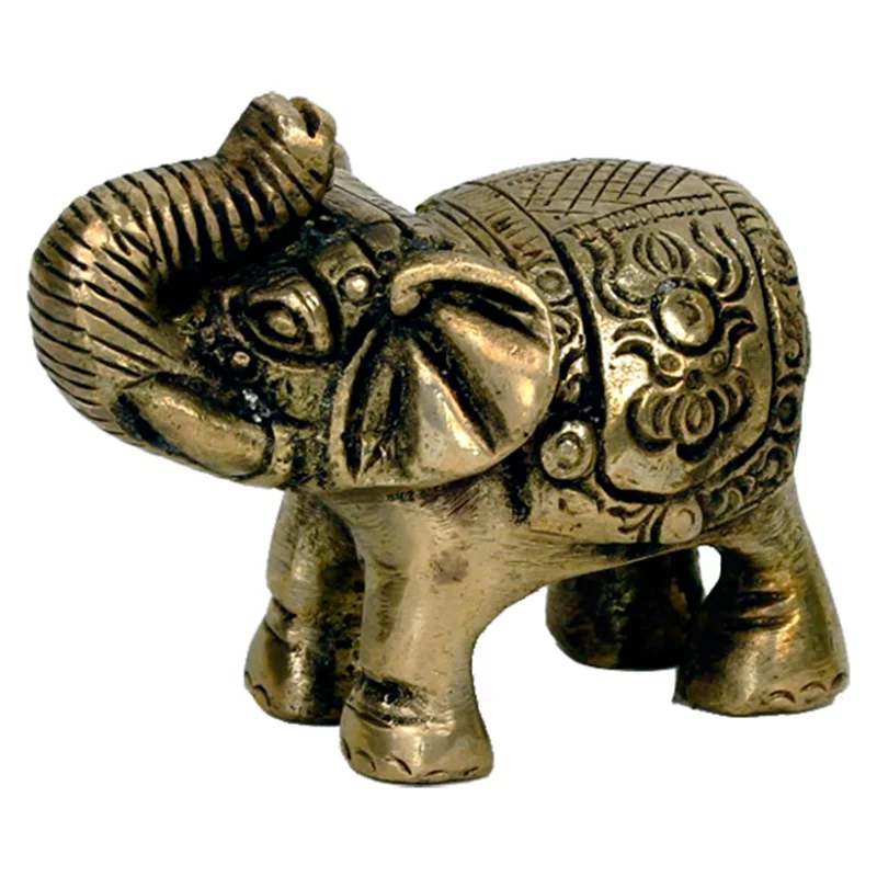 Minibeeldje olifant messing -- 185 g; 7x7.5 cm - Afbeelding 2