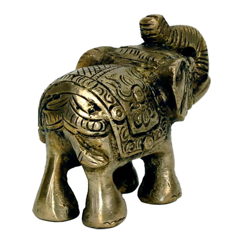 Minibeeldje olifant messing -- 185 g; 7x7.5 cm - Afbeelding 4