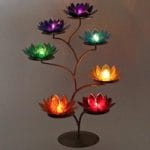 Chakra Lotus display metaal + 7 Chakra Sfeerlichten - Met zilverkleurige rand - Afbeelding 3