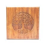 Houten bijzettafel levensboom -  30 cm x 30 cm x 23 cm - Afbeelding 5