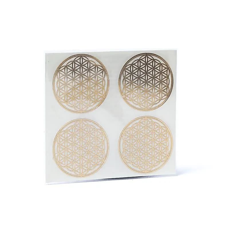 16872 Metalen stickers 'Bloem des Levens', goud verguld, 7,5 x 8 cm, 4 stuks - Afbeelding 1