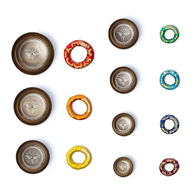 Decoratieve klankschalen set Boeddha Ogen met draagtas - 14 cm  x 20 cm - Afbeelding 2
