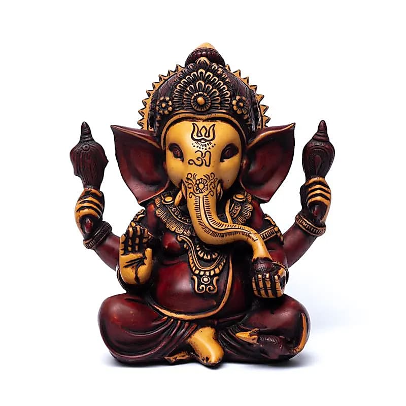 17218 Ganesha beeld rood/oker - 23 cm - Afbeelding 1