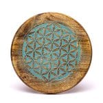 Bijzettafeltje Bloem des Levens blauw bedrukt mangohout - Afbeelding 3